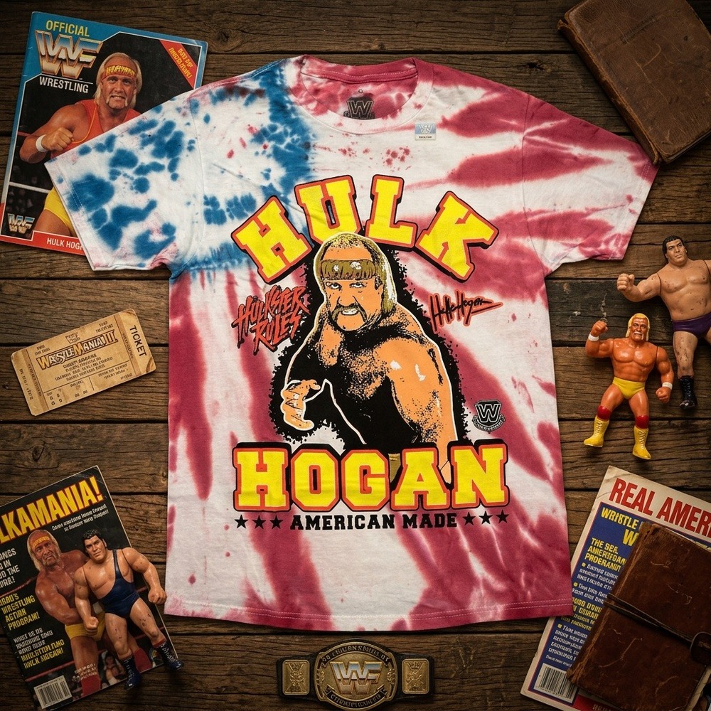 WWE Legends Hulk Hogan American Made Tie Dye T-Shirt Mens Medium Ripple Junction